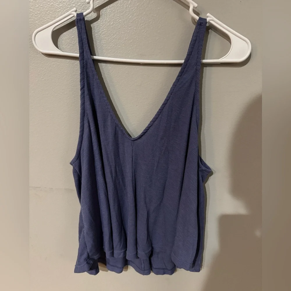 Free People Dani Periwinkle Blue Ribbed Tank Top XS - Picture 6 of 6